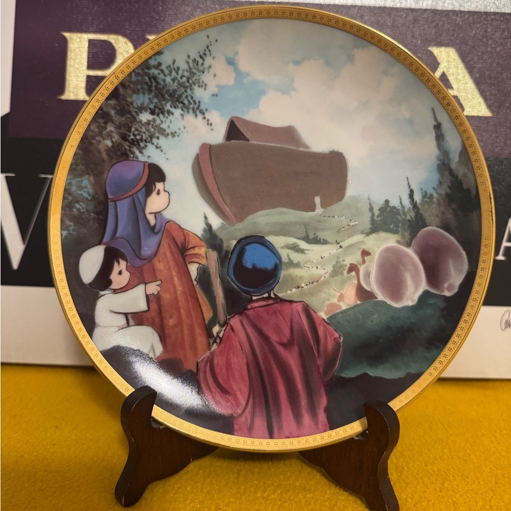 Precious Moments Decorative Plate with Gold and Multicolor Design